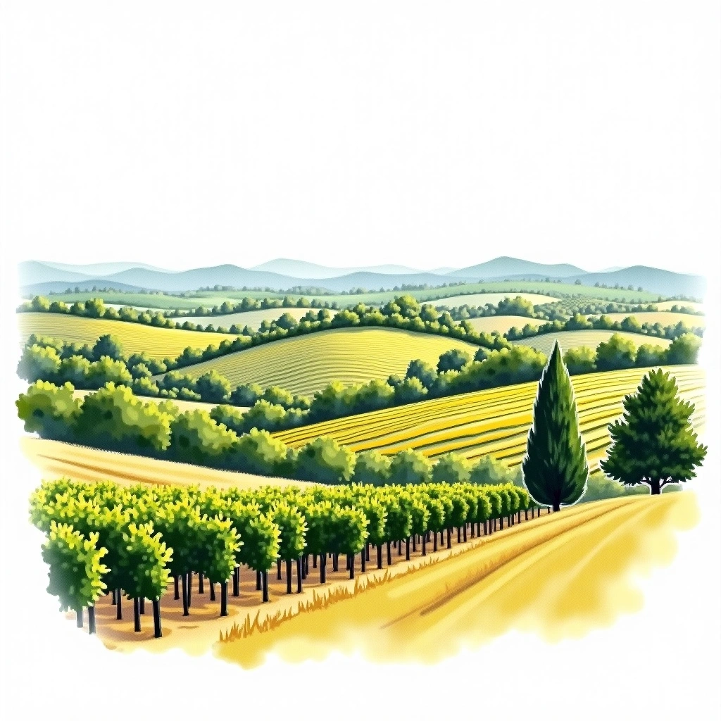 Médoc wine region — watercolor illustration