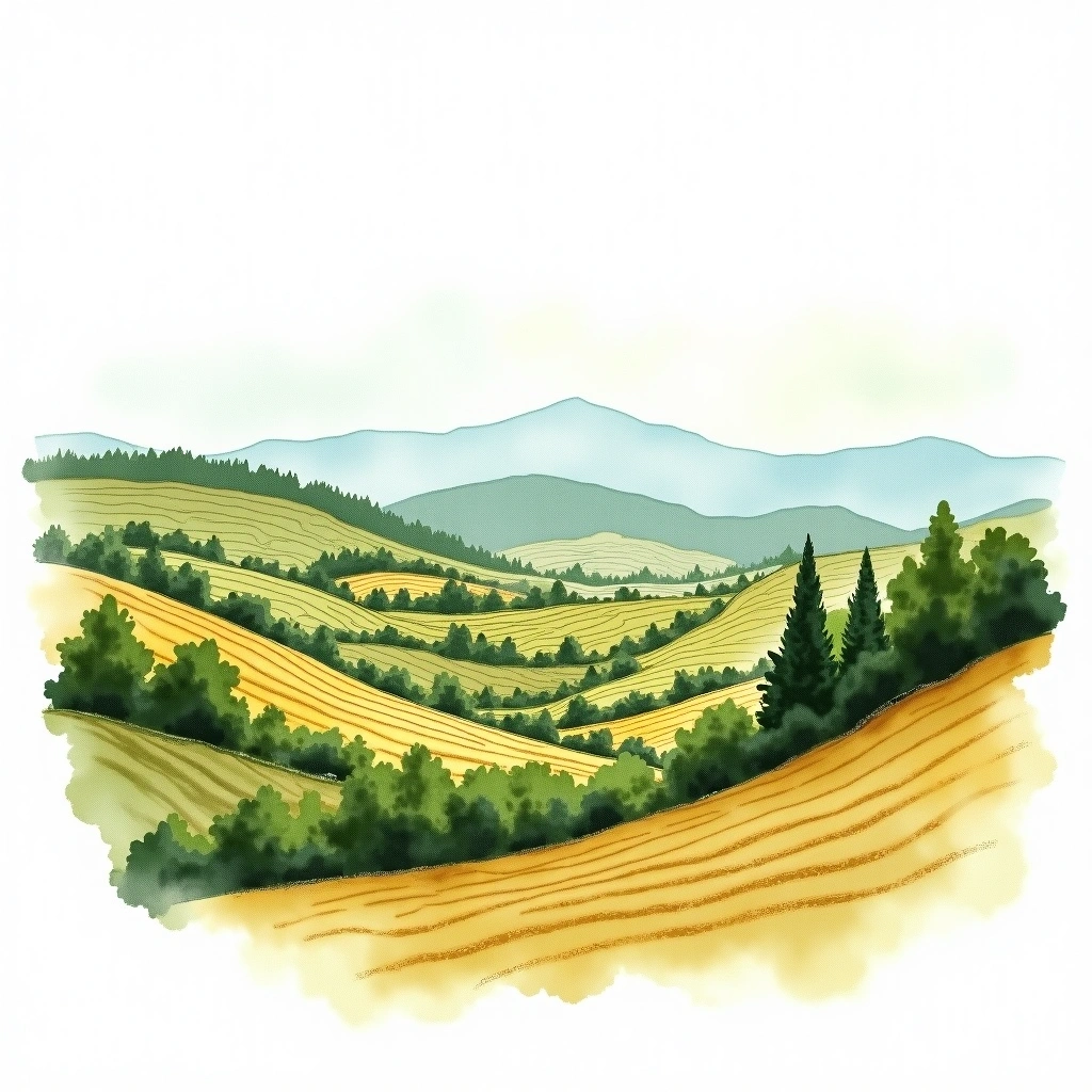 Melnik wine region — watercolor illustration