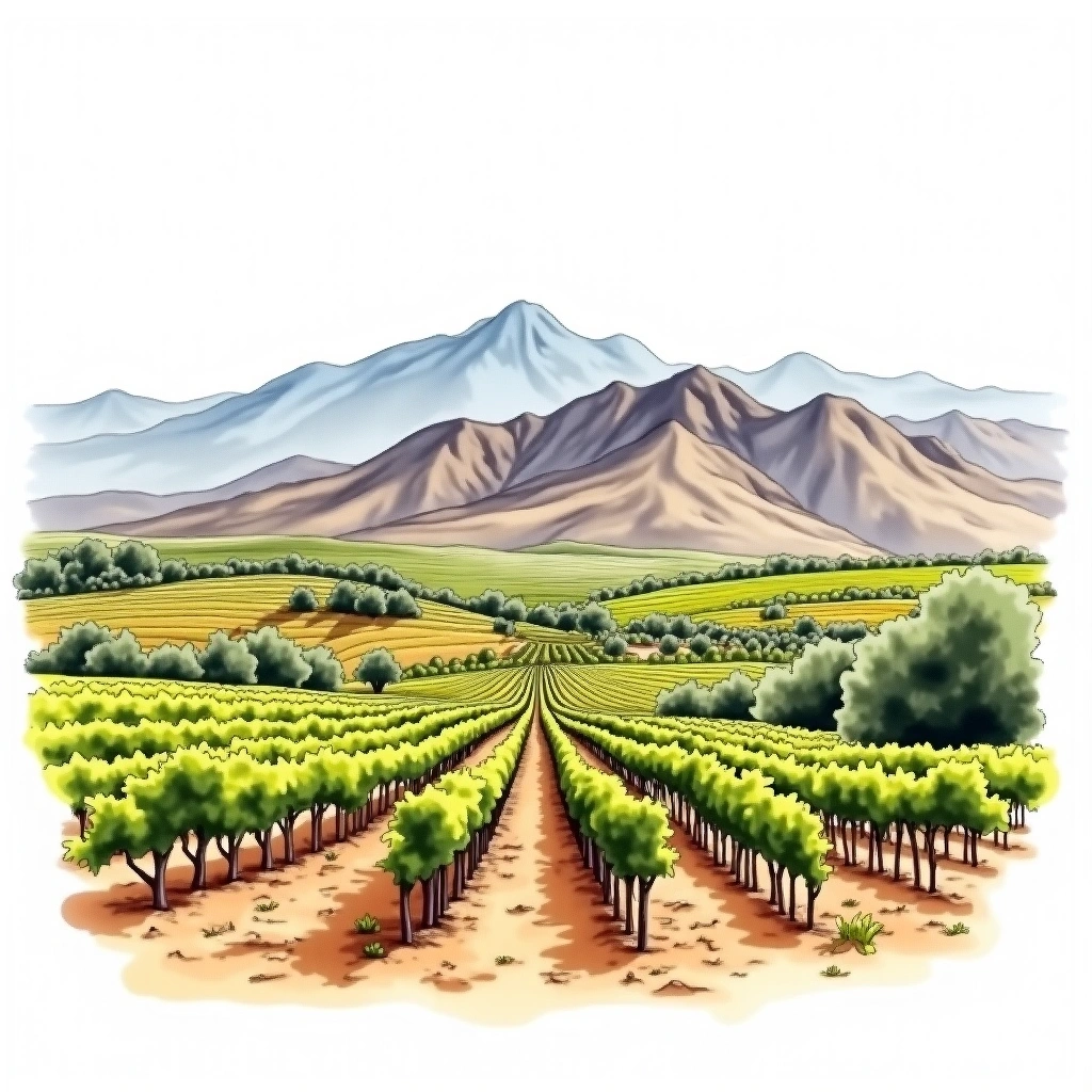 Mendoza wine region — watercolor illustration
