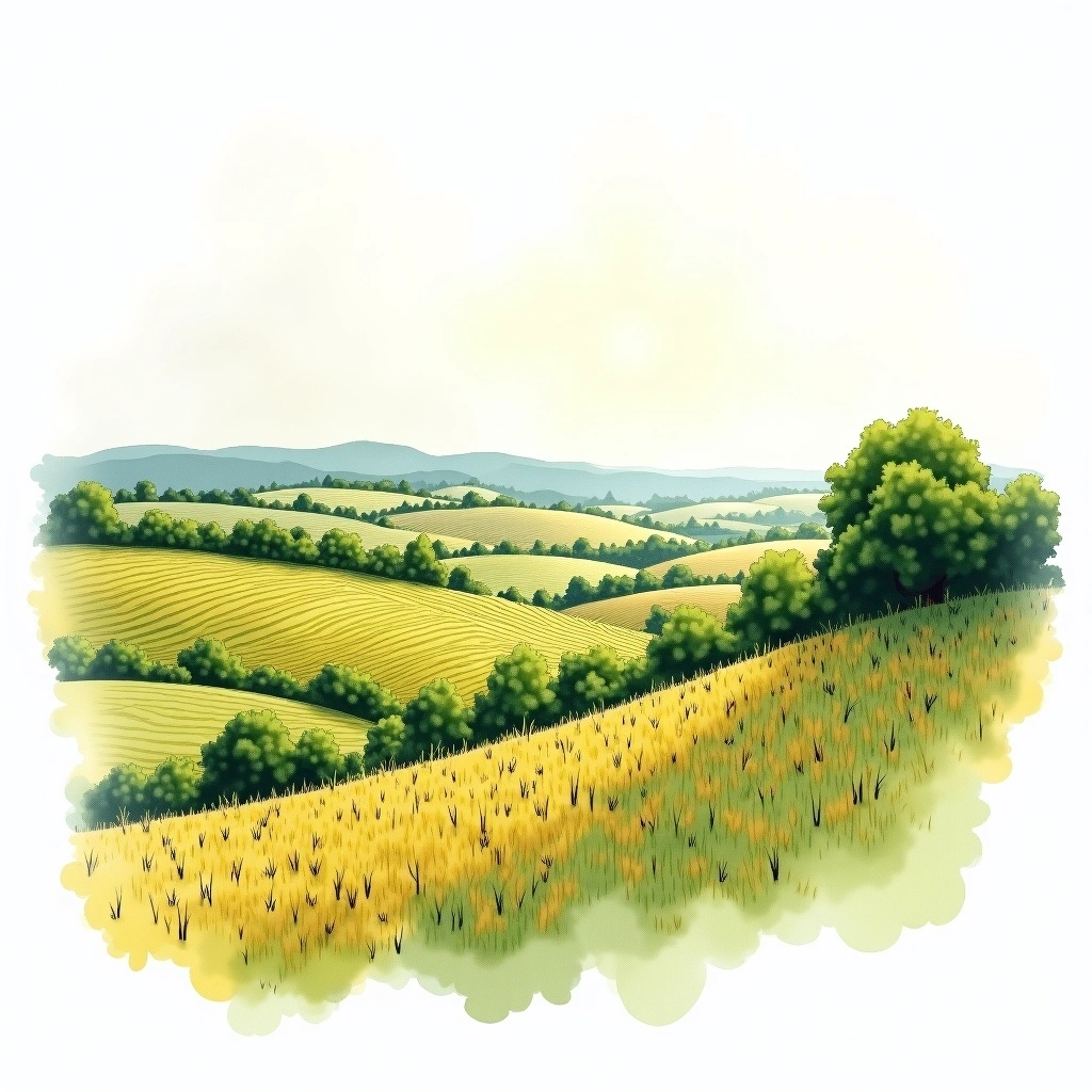 Mercurey wine region — watercolor illustration
