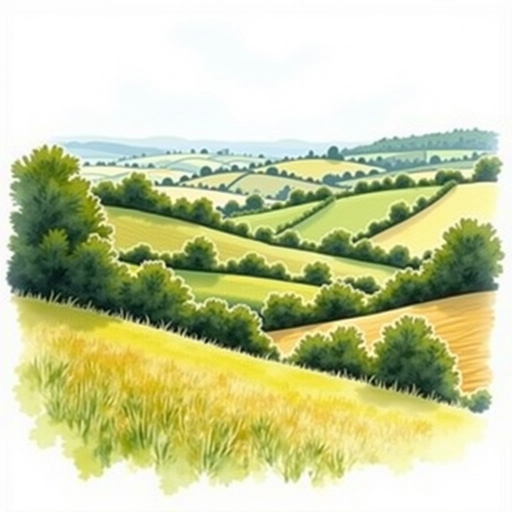 Meursault 1er Cru 'Charmes' wine region — watercolor illustration