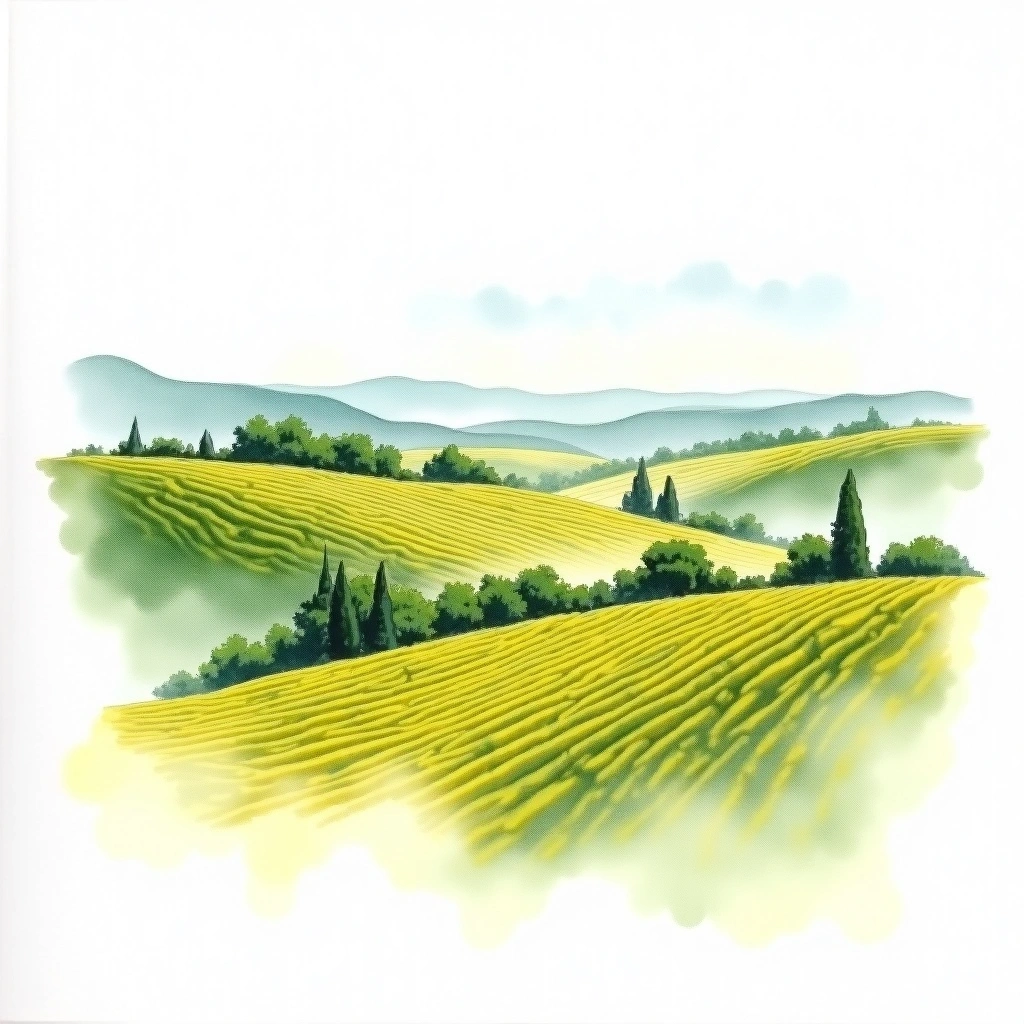 Meursault 1er Cru 'Genevrières' wine region — watercolor illustration