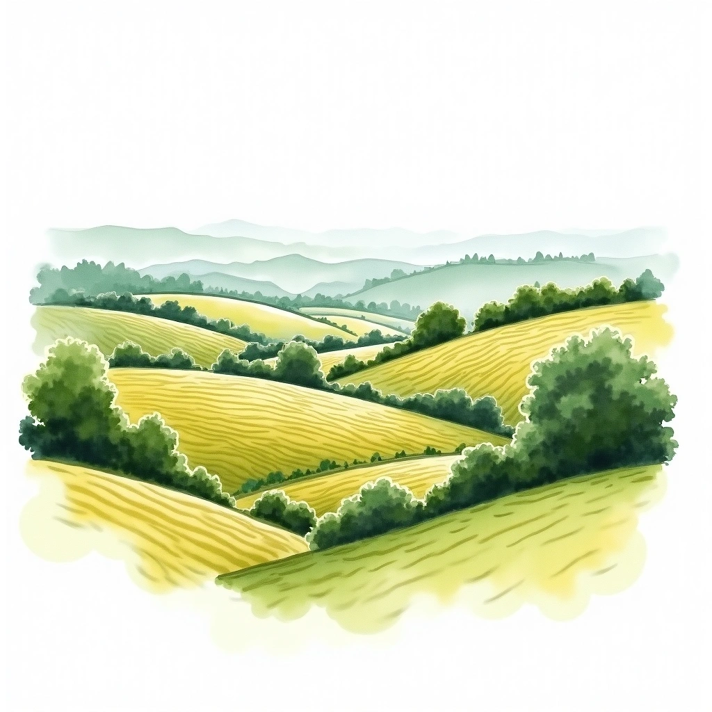 เมอร์โซ 1er กรู 'แปร์รีแยร์' wine region — watercolor illustration