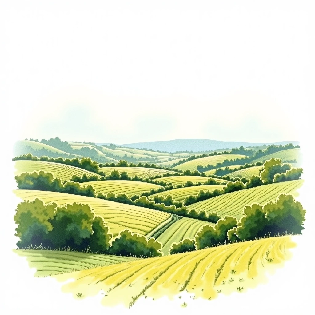 Meursault wine region — watercolor illustration