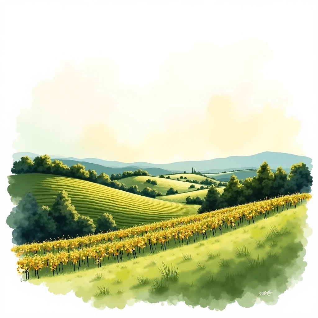 Michigan wine region — watercolor illustration