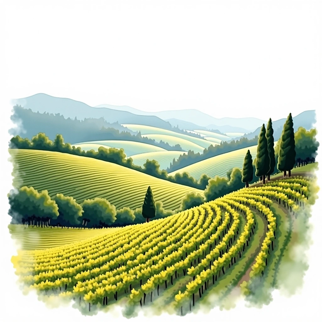 Mittelrhein wine region — watercolor illustration