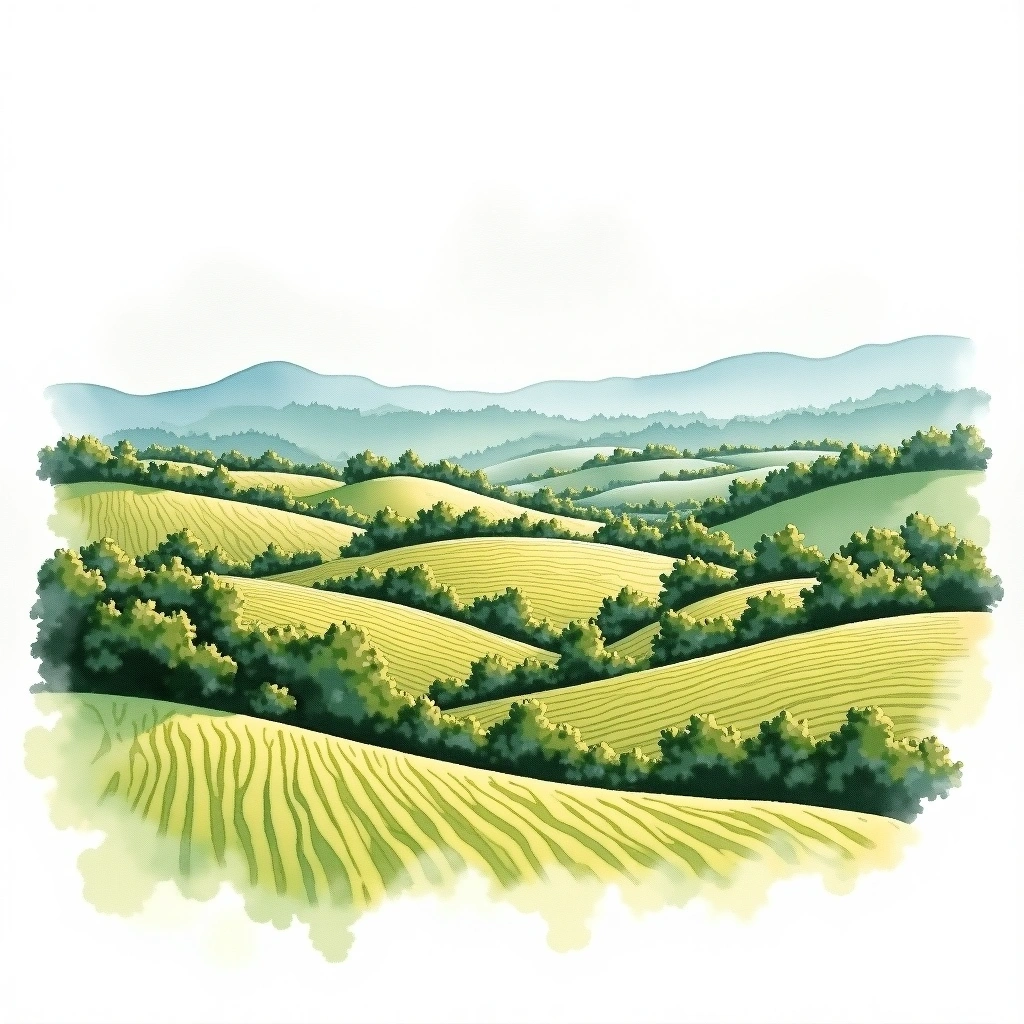 Montagny wine region — watercolor illustration
