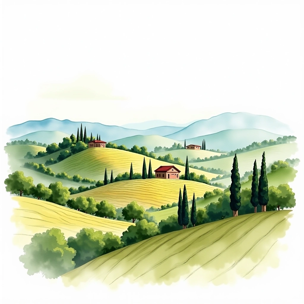Montefalco wine region — watercolor illustration