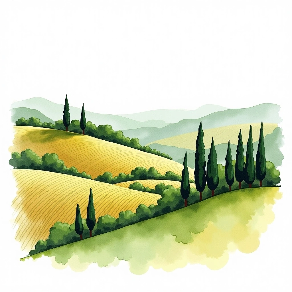 Montepulciano d'Abruzzo Colline Teramane wine region — watercolor illustration