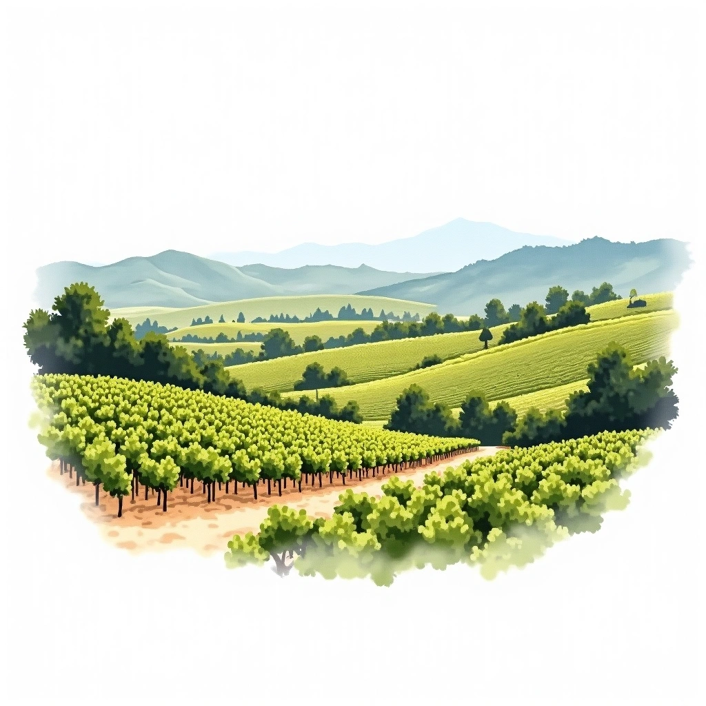 Monterey County wine region — watercolor illustration