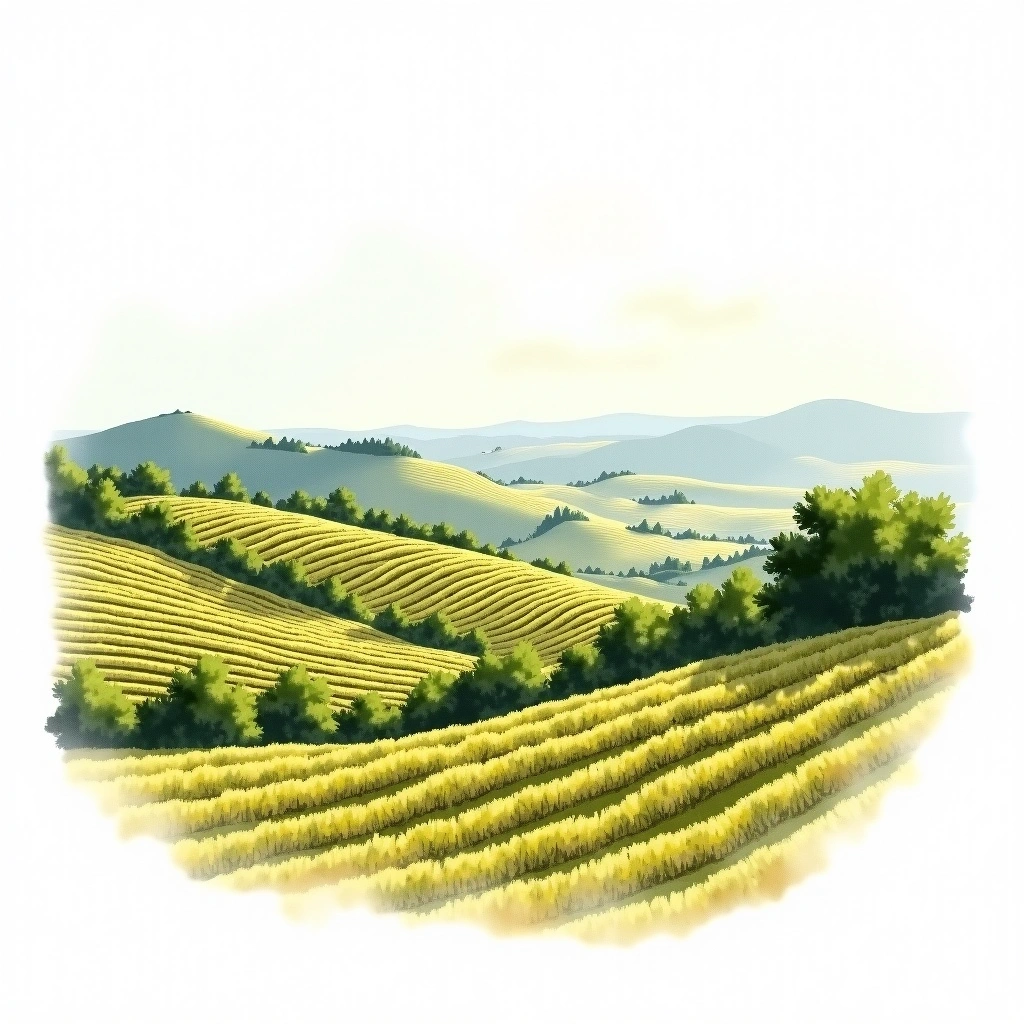 Monterrei wine region — watercolor illustration