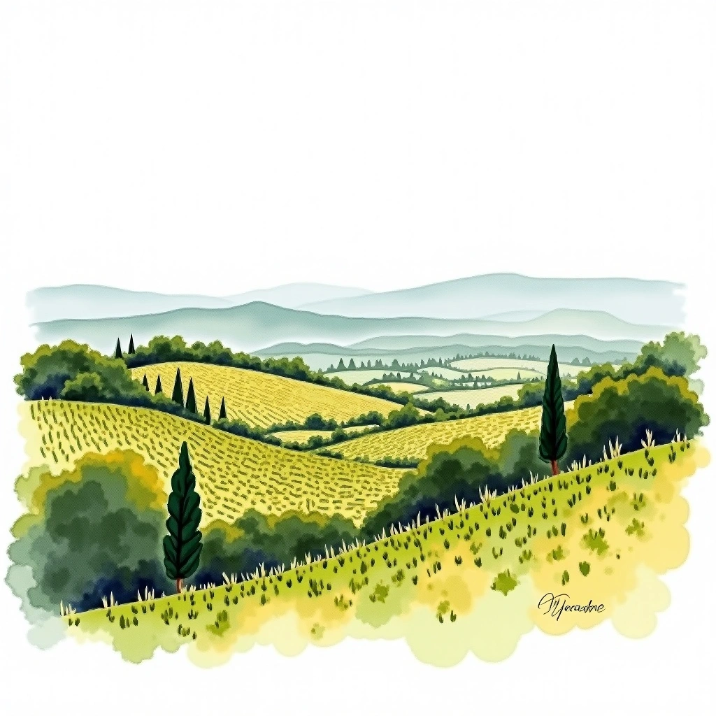 Montevideo wine region — watercolor illustration