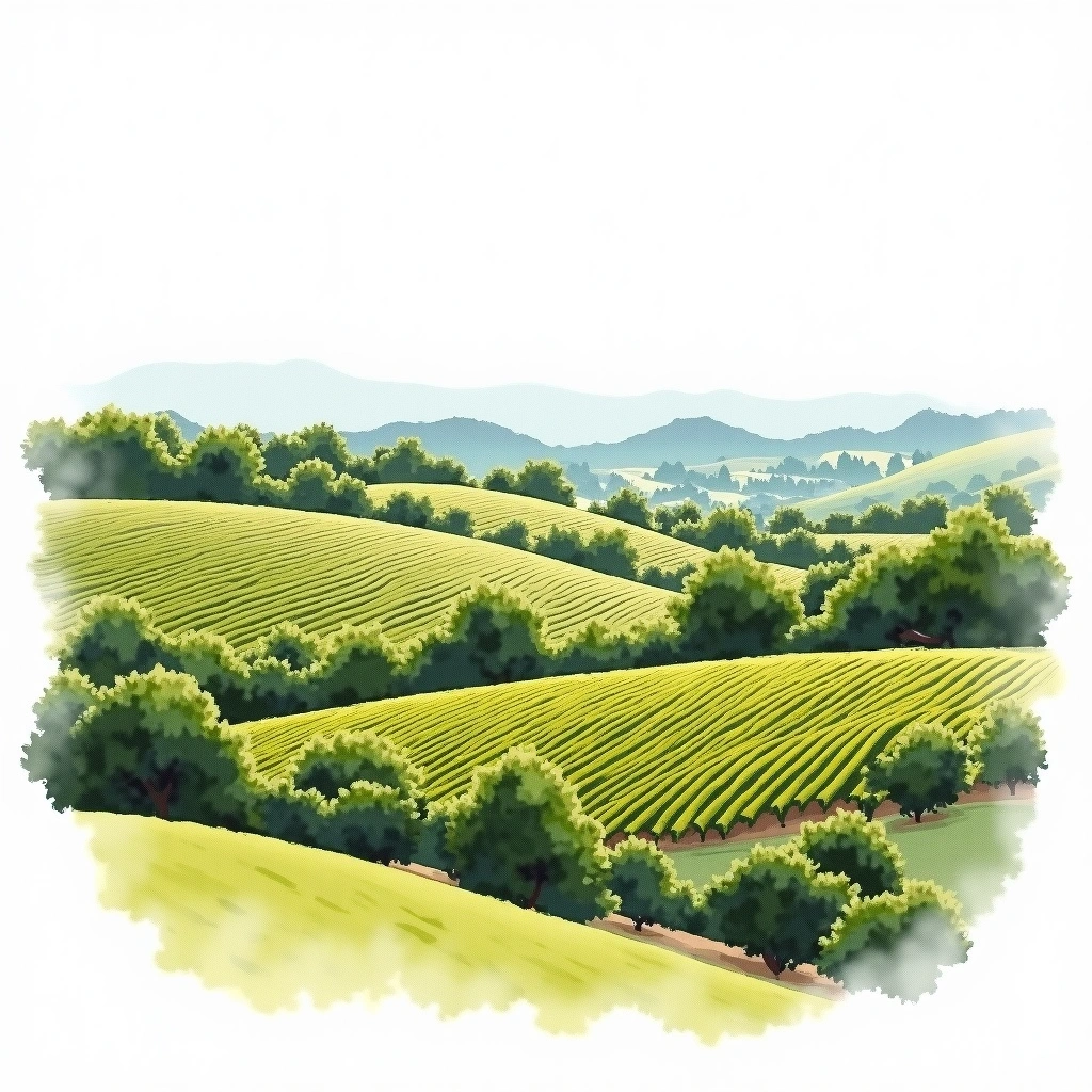 Monticello wine region — watercolor illustration