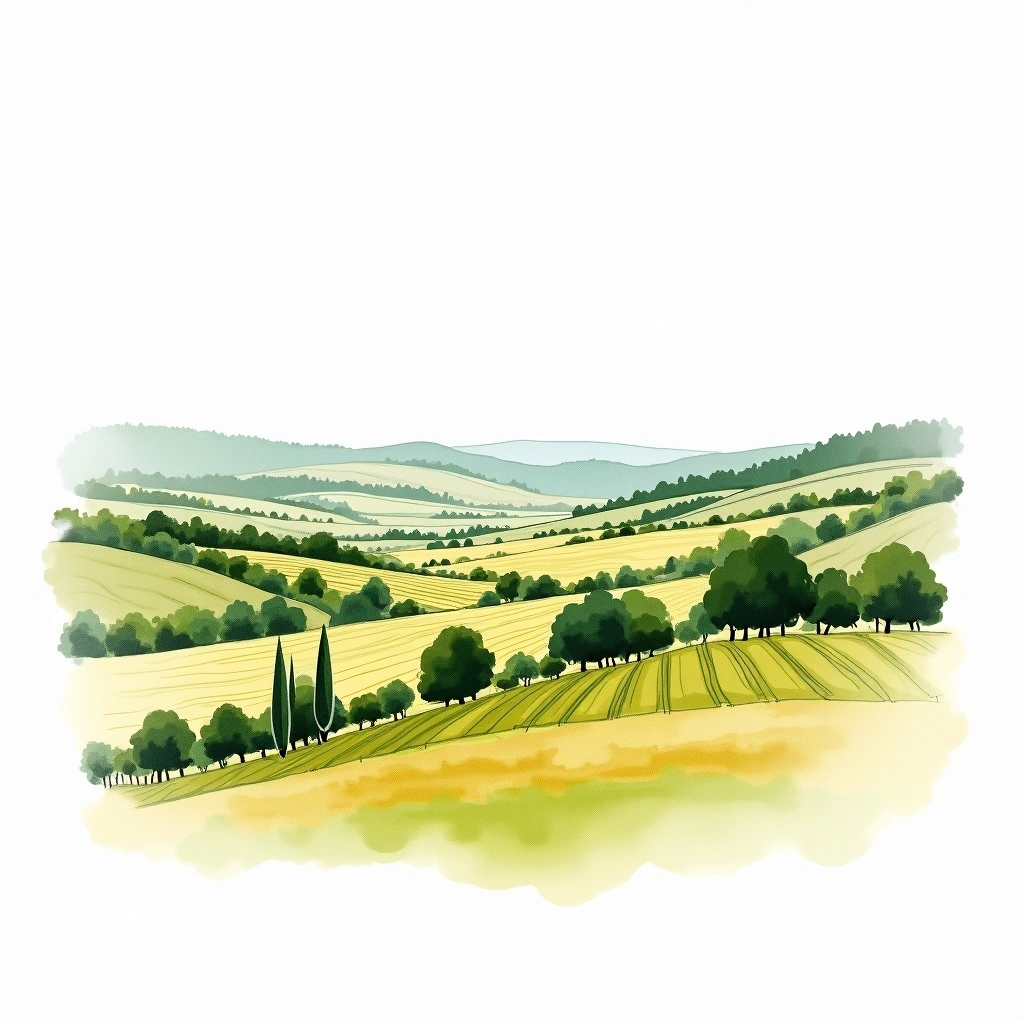 Montlouis-sur-Loire wine region — watercolor illustration
