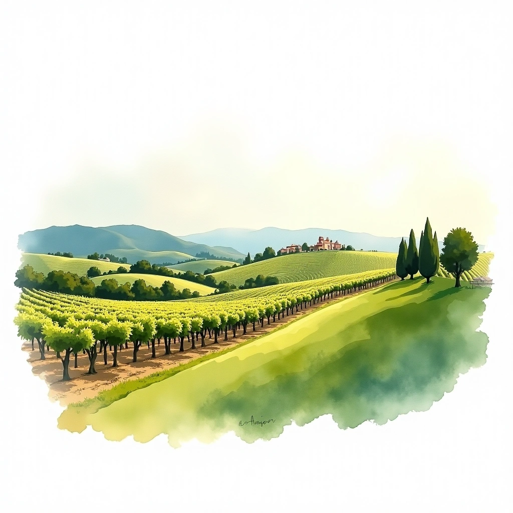 Montsant wine region — watercolor illustration