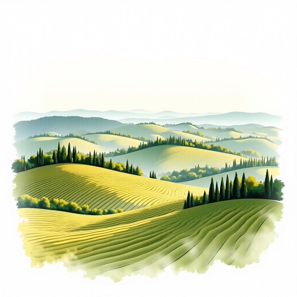 Morellino di Scansano wine region — watercolor illustration
