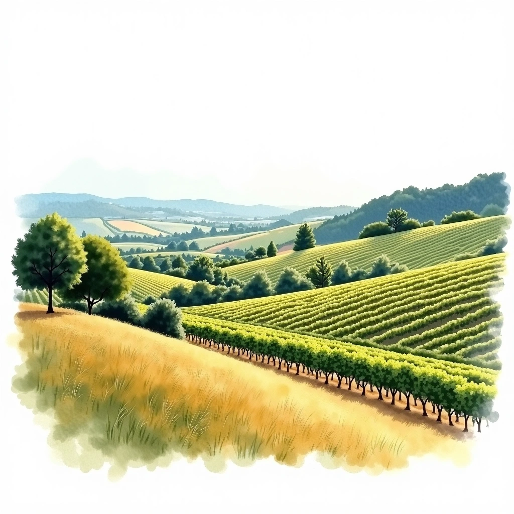 Mornington Peninsula wine region — watercolor illustration