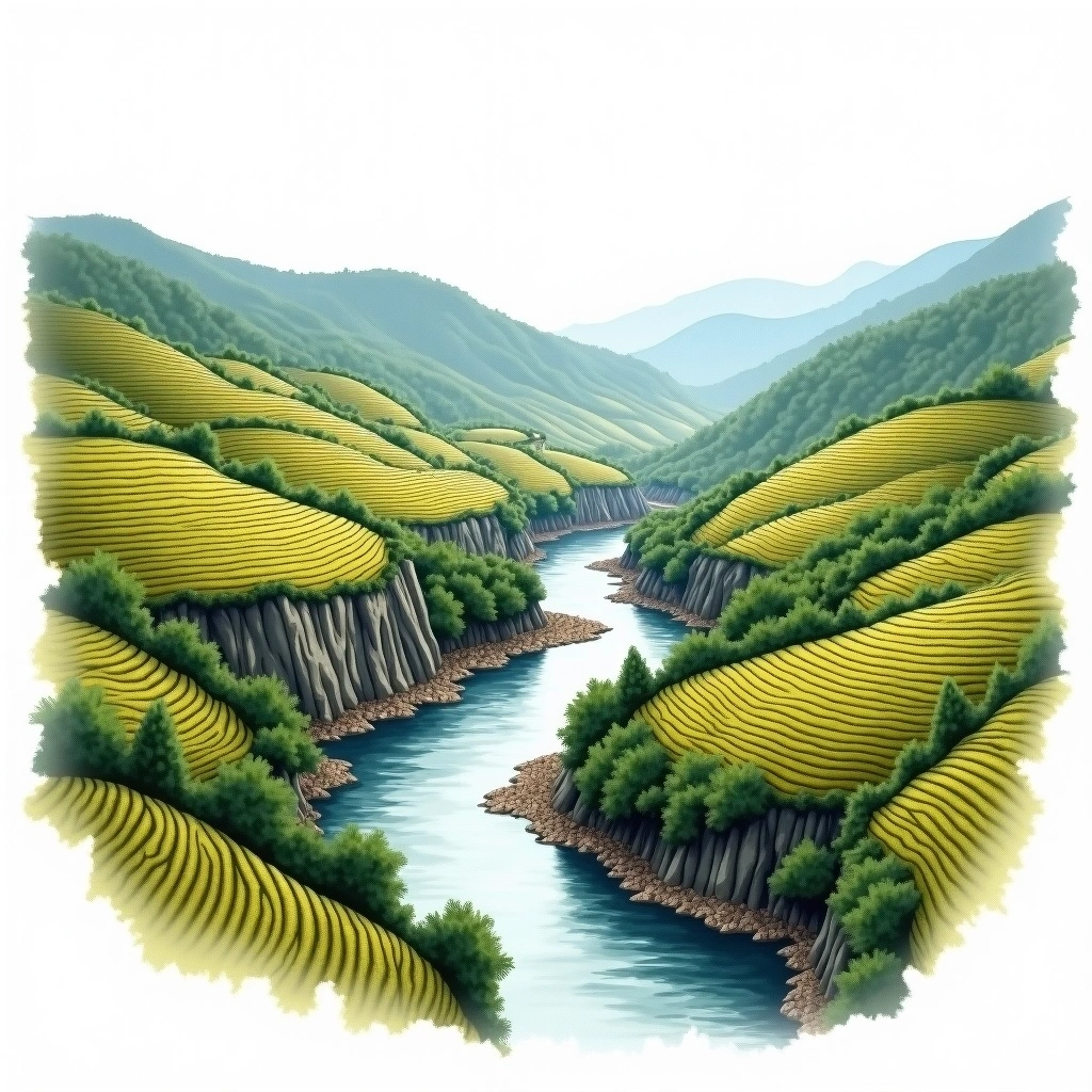 Mosel wine region — watercolor illustration