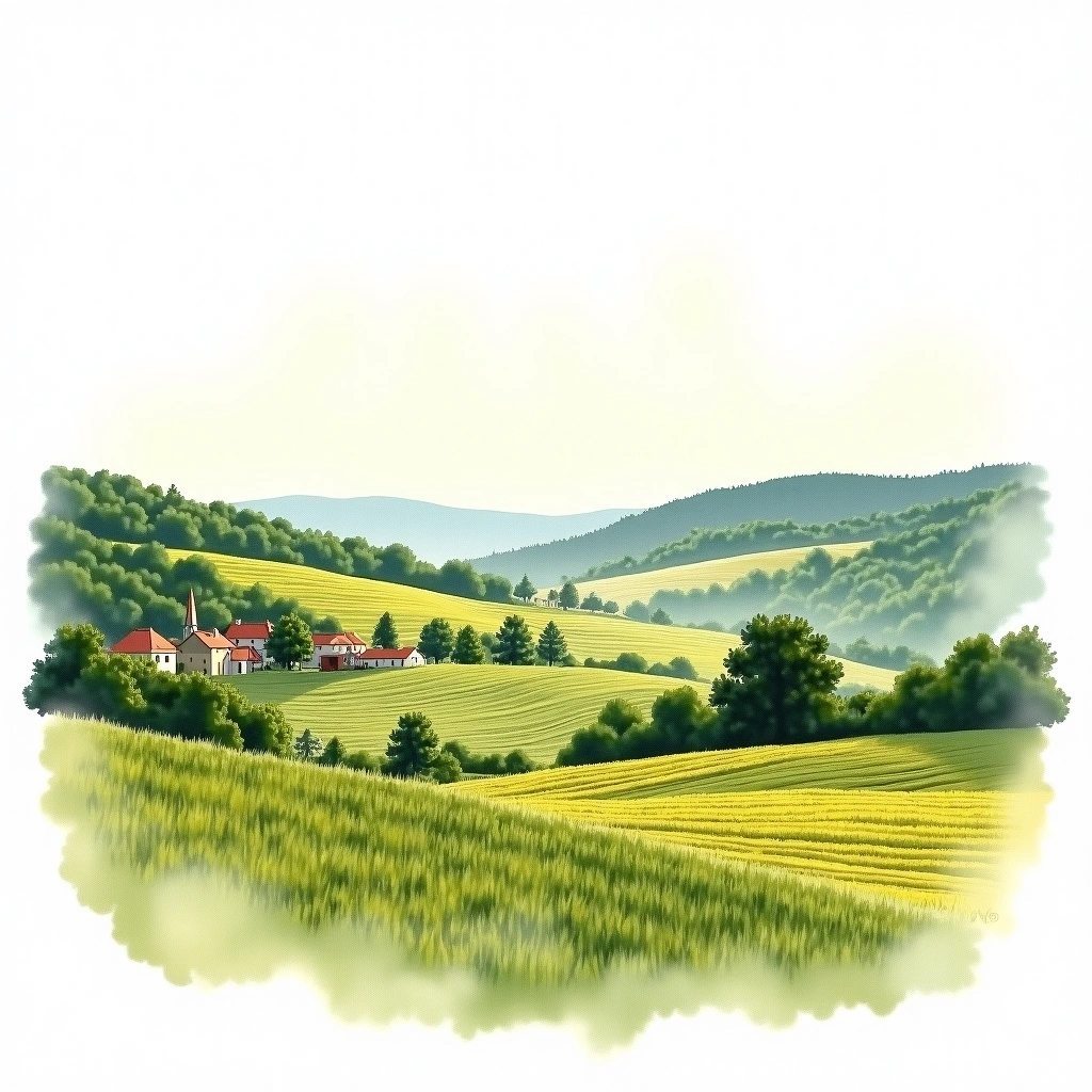 Moselle wine region — watercolor illustration