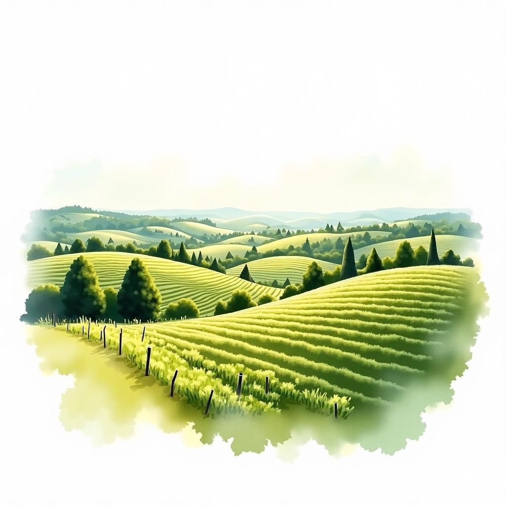 Moulin-à-Vent wine region — watercolor illustration