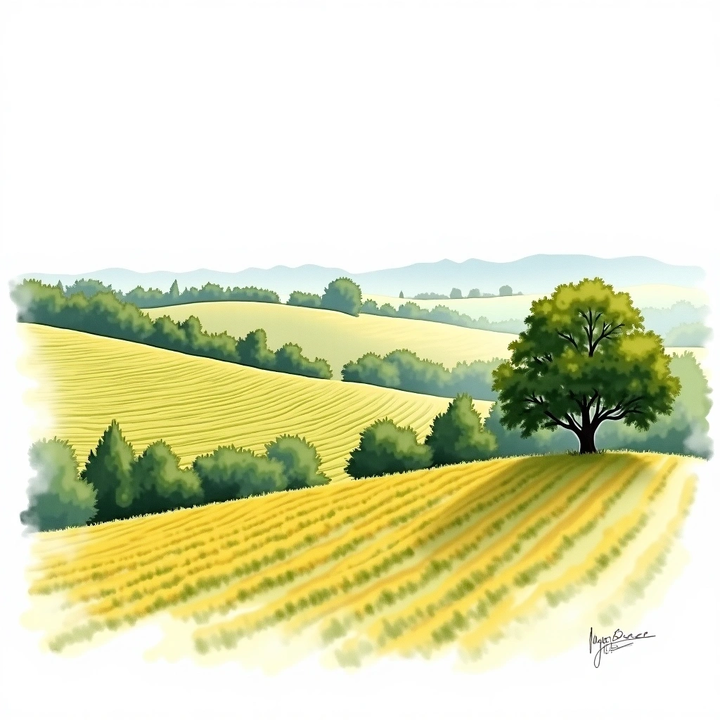 Moulis-en-Médoc wine region — watercolor illustration