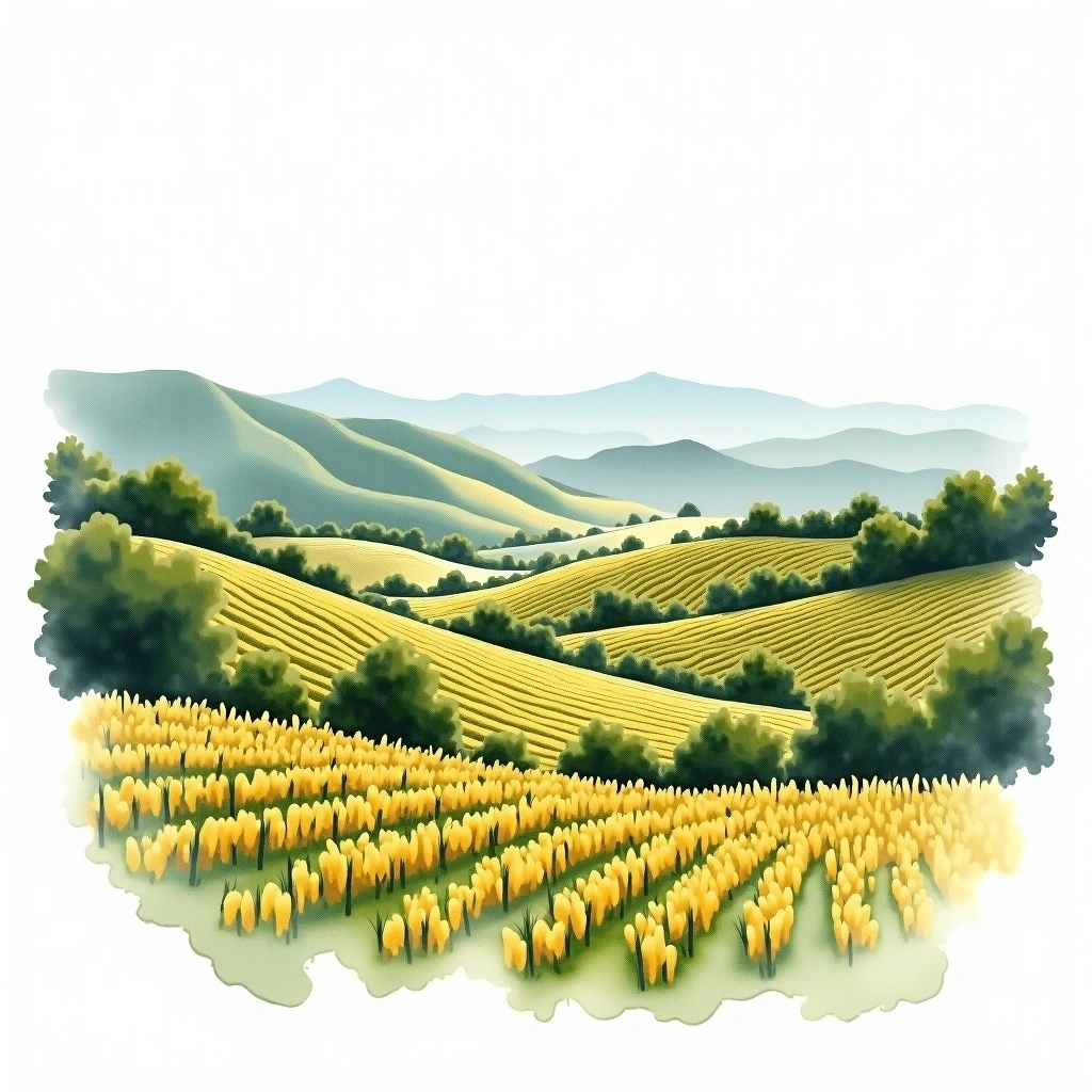 Mount Carmel wine region — watercolor illustration