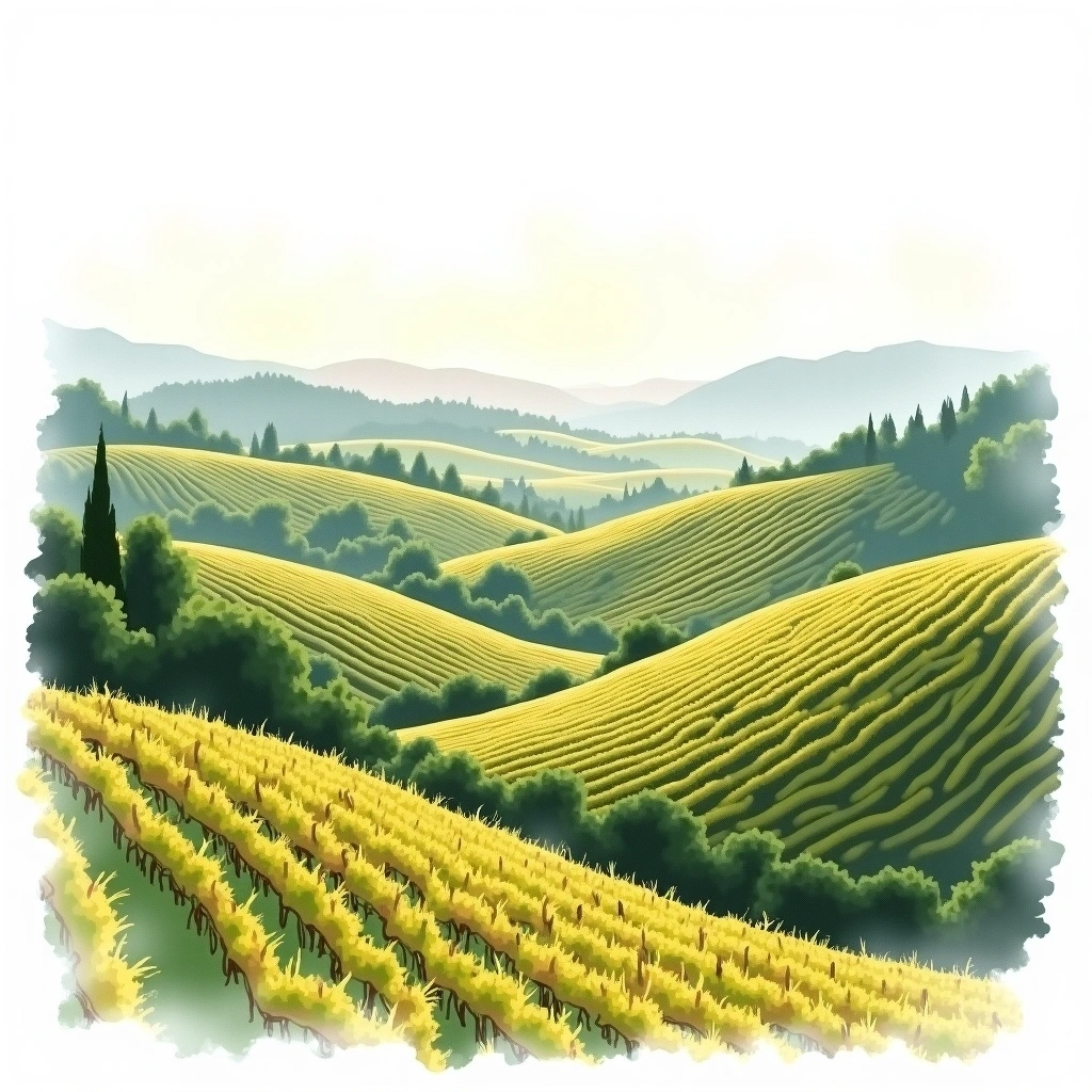 Murfatlar wine region — watercolor illustration