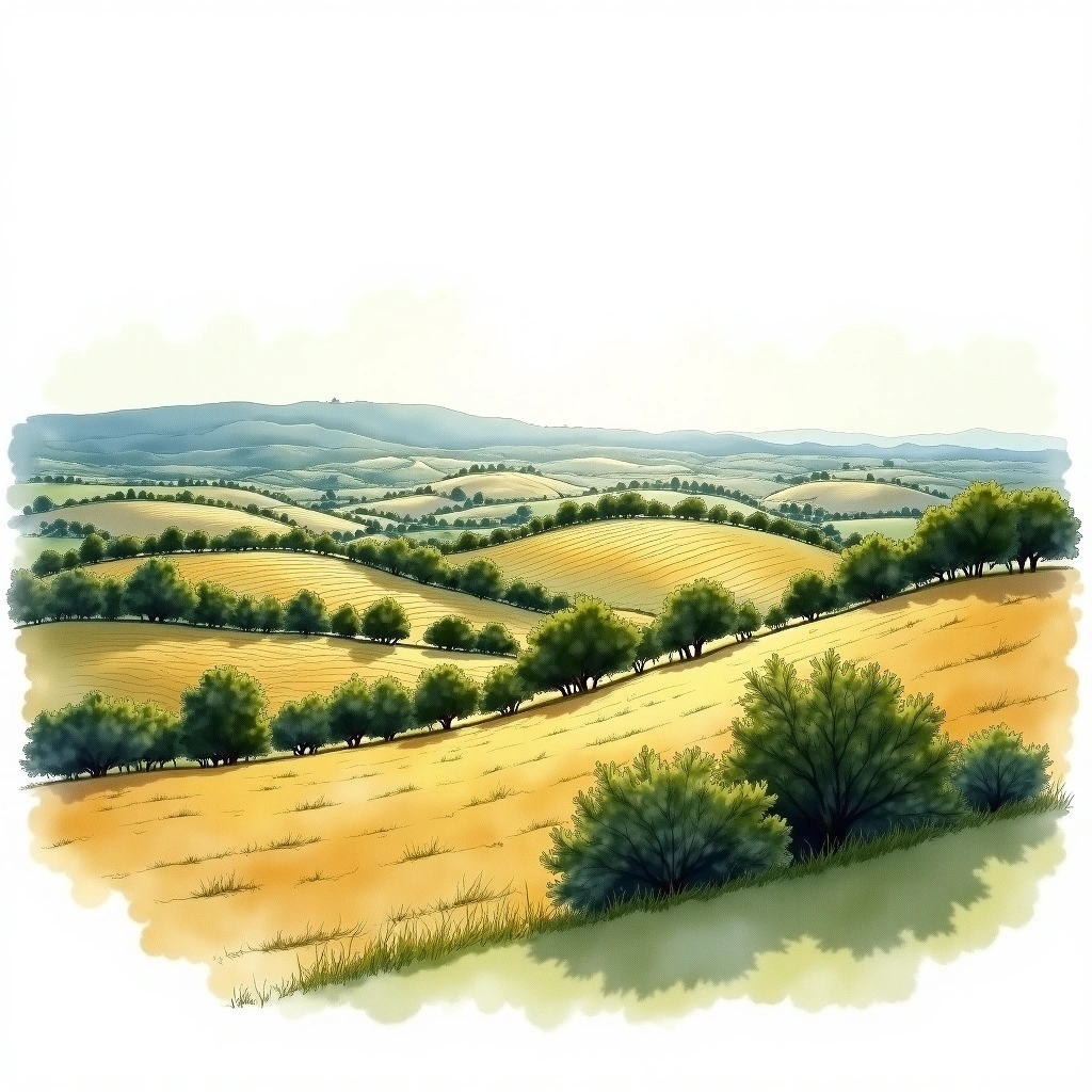 Murray Darling wine region — watercolor illustration