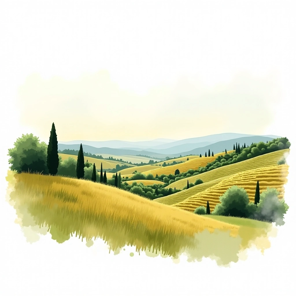 Muscat de Rivesaltes wine region — watercolor illustration