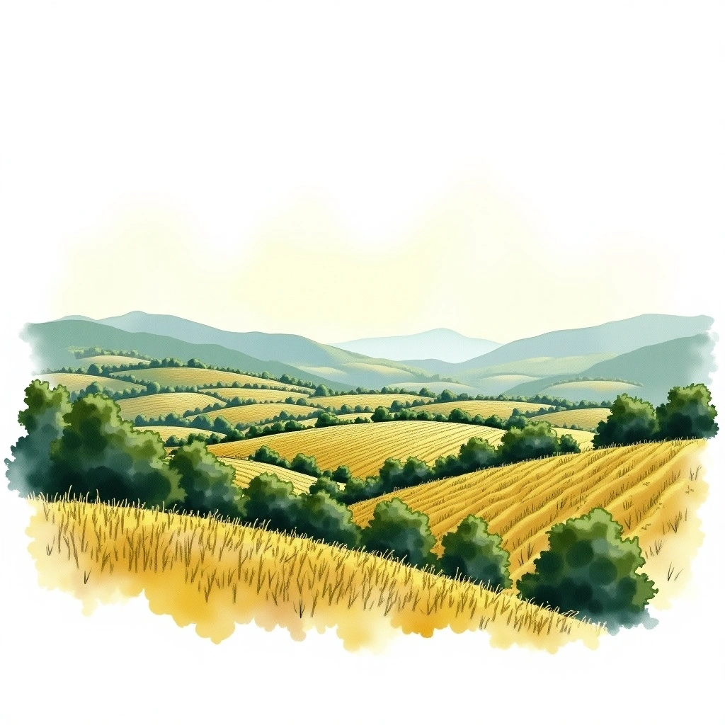Naoussa wine region — watercolor illustration