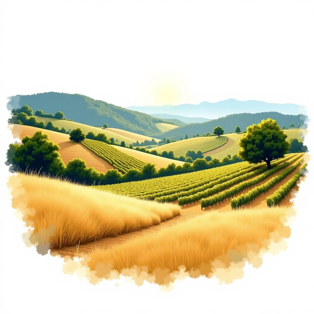 Napa Valley wine region — watercolor illustration