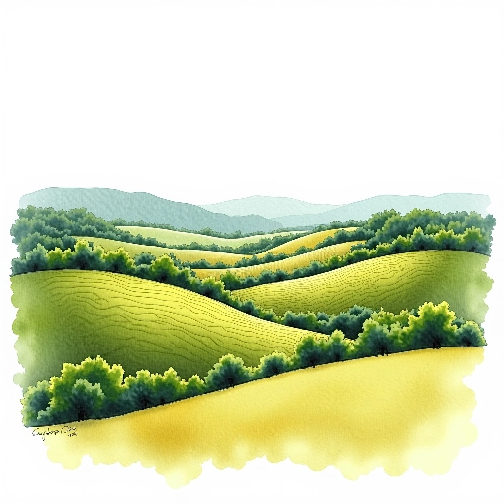 Neuchâtel wine region — watercolor illustration