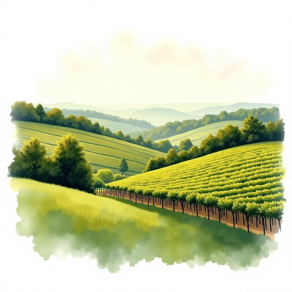 New York wine region — watercolor illustration