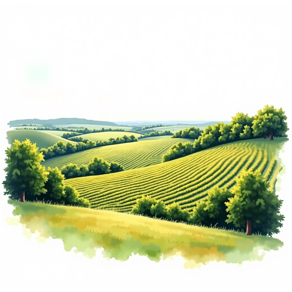 North Fork of Long Island wine region — watercolor illustration