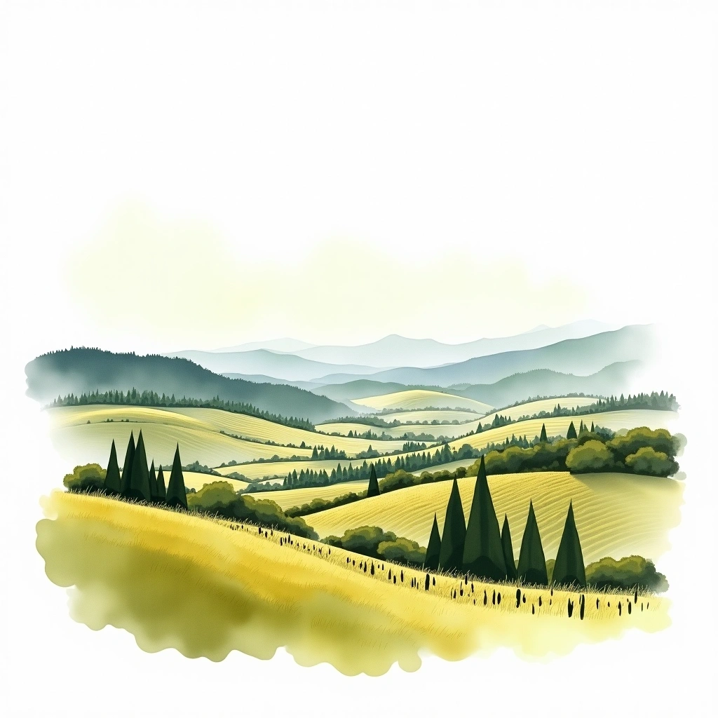 North Island wine region — watercolor illustration