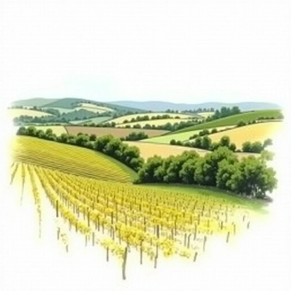 Nuits-Saint-Georges 1er Cru 'Les Damodes' wine region — watercolor illustration