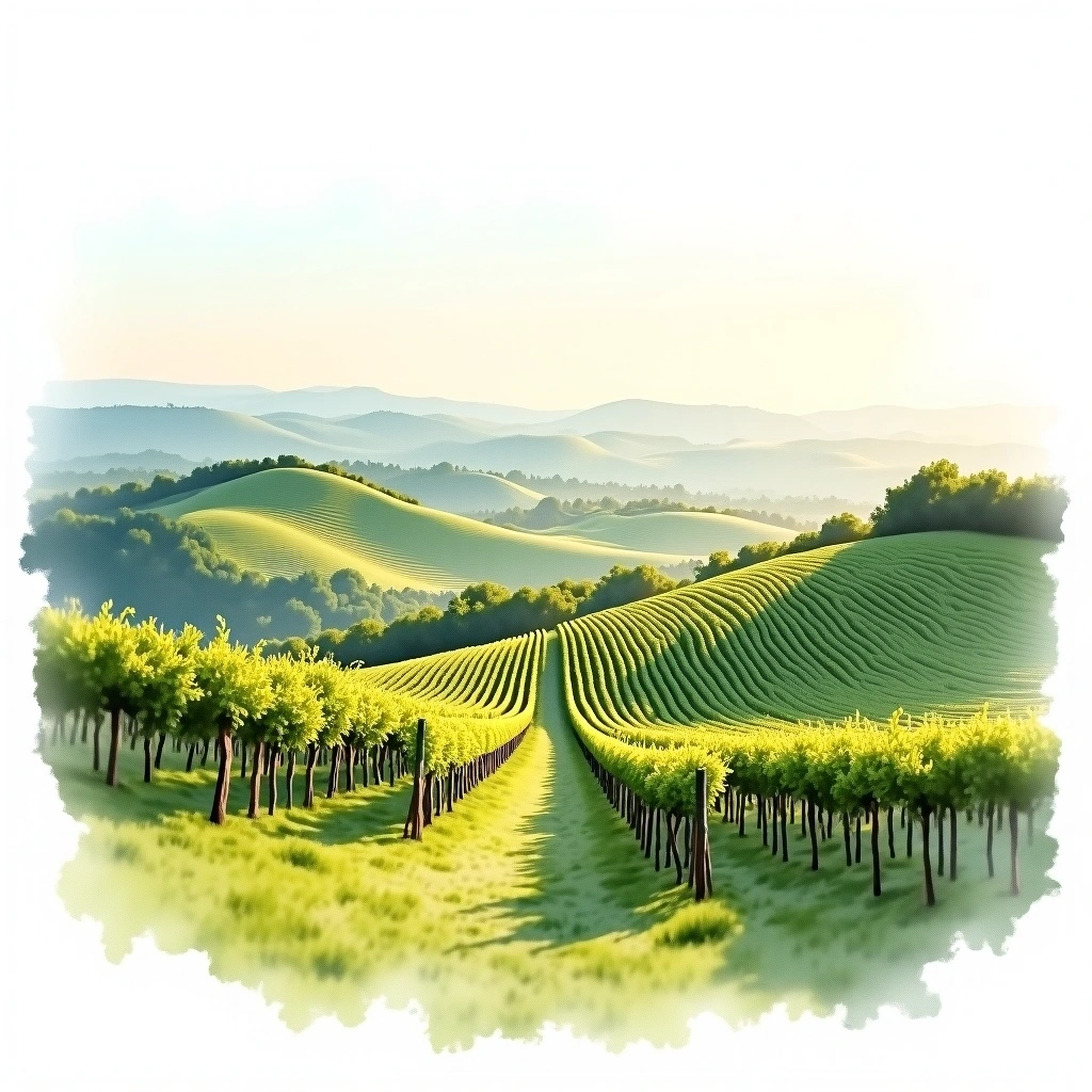 Nuits-Saint-Georges wine region — watercolor illustration