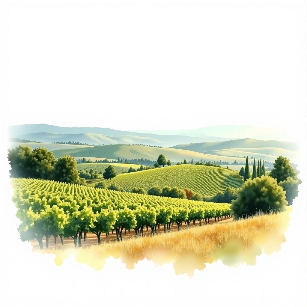 Oakville wine region — watercolor illustration