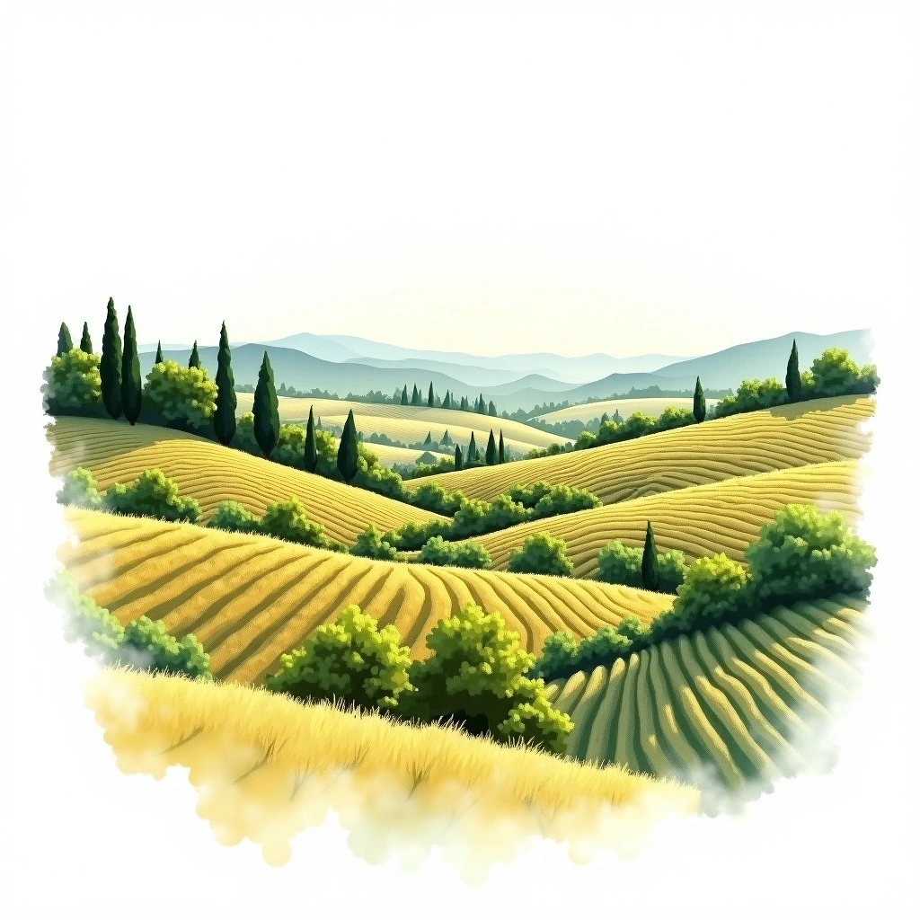 Offida wine region — watercolor illustration