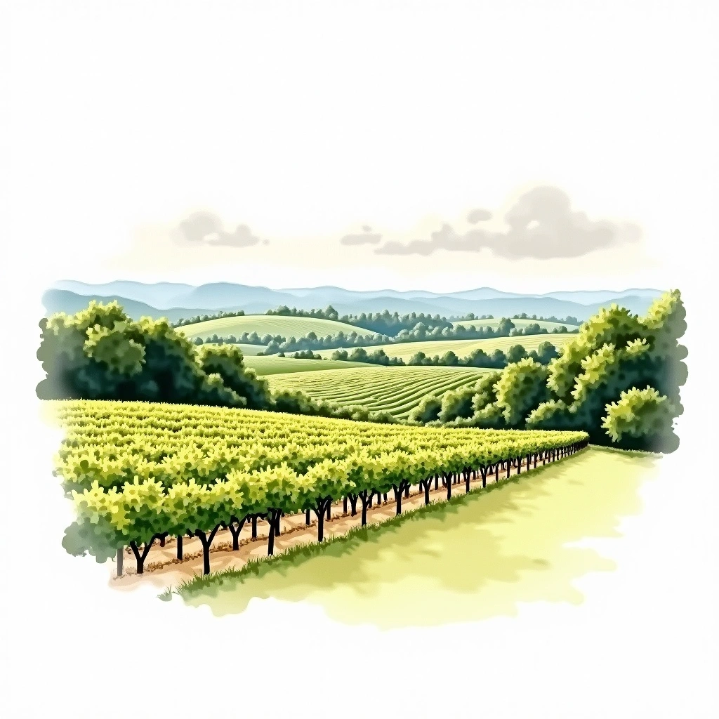 Old Mission Peninsula wine region — watercolor illustration