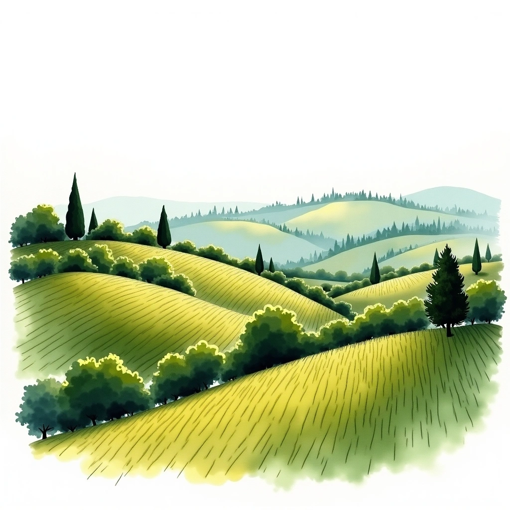 Oltrepò Pavese wine region — watercolor illustration