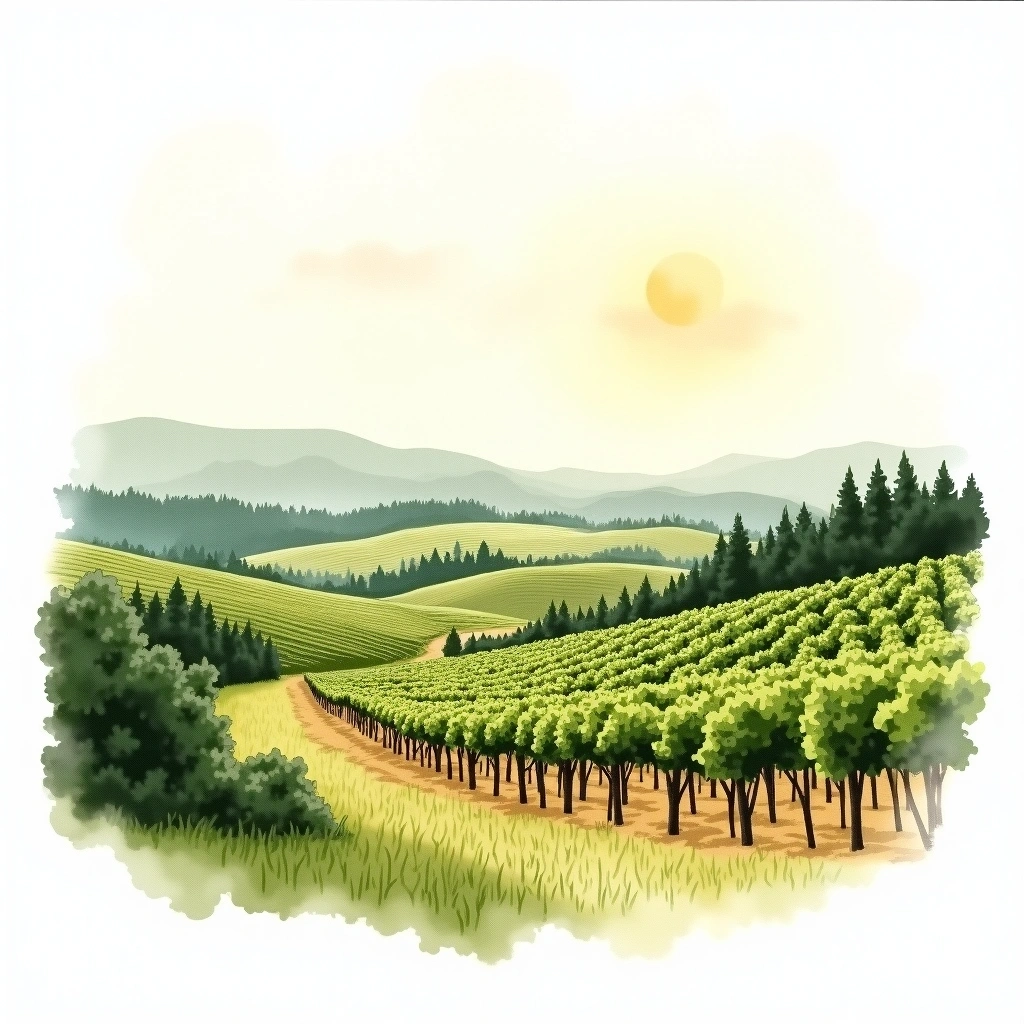 Ontario wine region — watercolor illustration