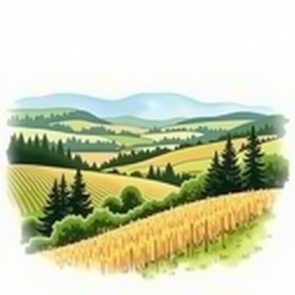 Oregon wine region — watercolor illustration