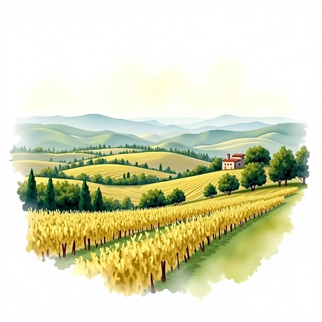 Orvieto Classico wine region — watercolor illustration