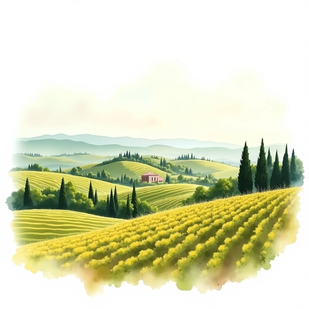 Orvieto wine region — watercolor illustration