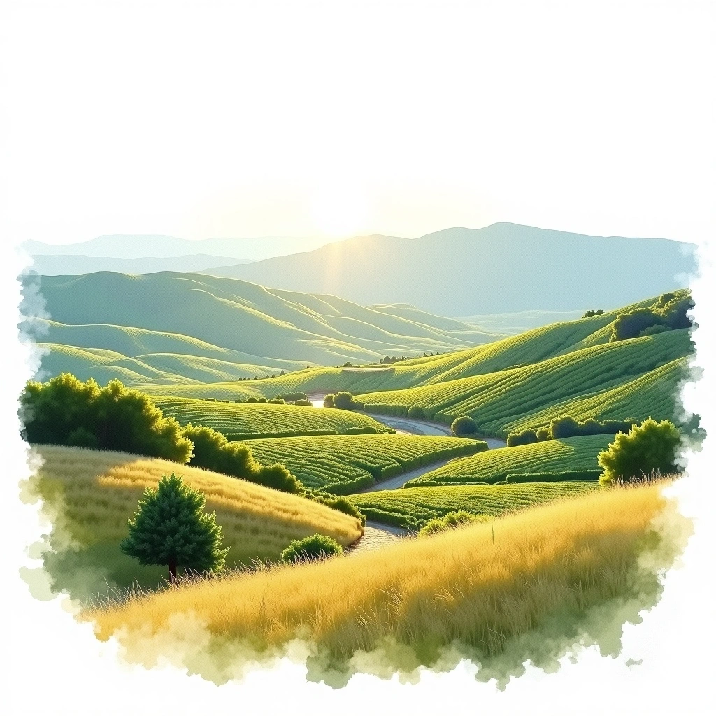 Outer Coastal Plain wine region — watercolor illustration