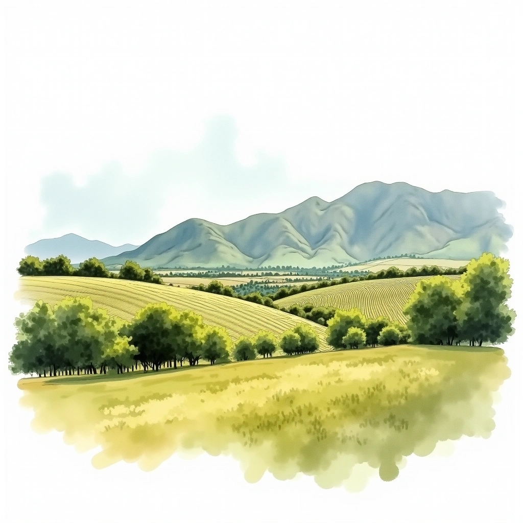 Overberg wine region — watercolor illustration