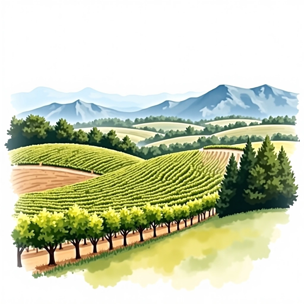 Patagonia wine region — watercolor illustration