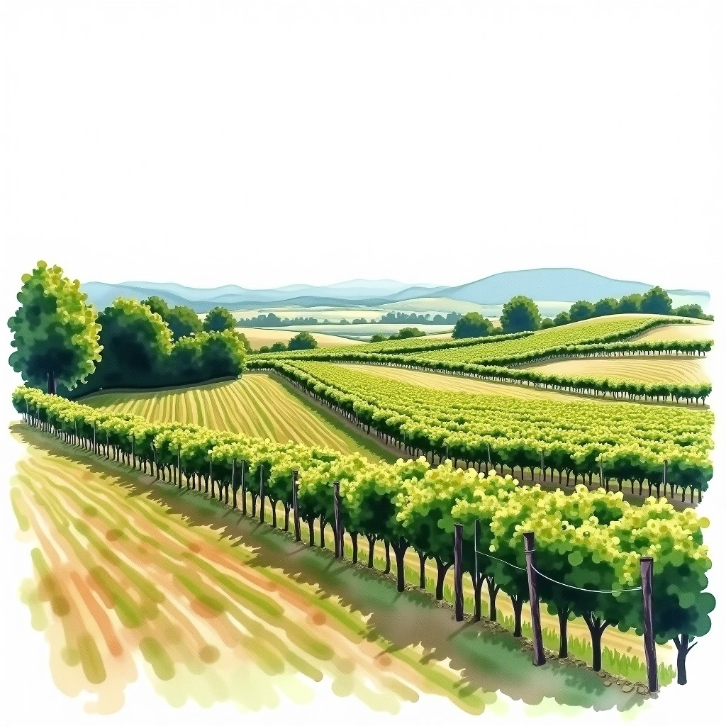 Pauillac wine region — watercolor illustration
