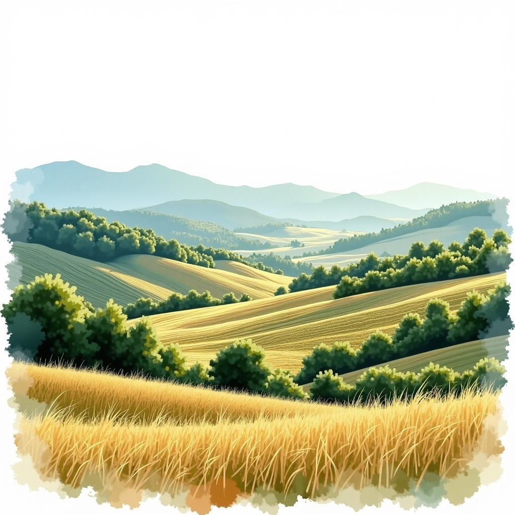 Pays d'Oc wine region — watercolor illustration